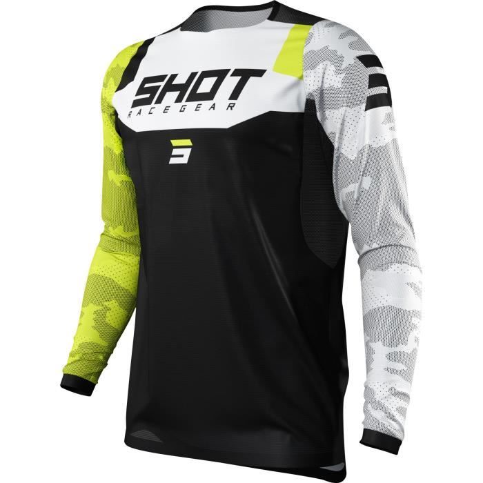 SHOT - Maillot cross - Contact camouflage - Néon jaune