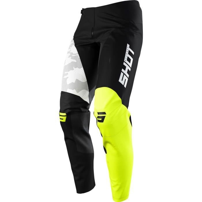 SHOT - Pantalon cross - Contact camouflage - Néon jaune