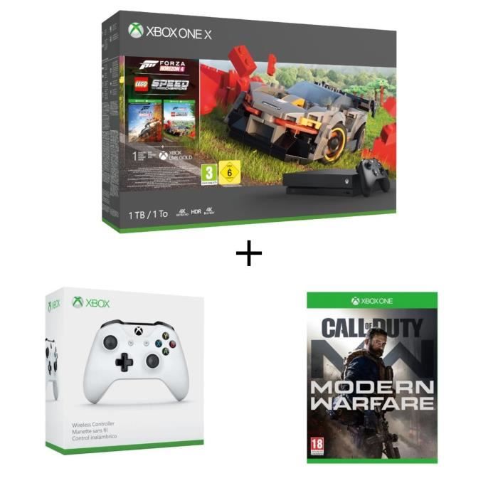 Xbox One X 1 To + Forza Horizon 4 + DLC LEGO + 1 mois d'essai au Xbox Live Gold et Xbox Game Pass + Call Of Duty Jeu + 2e manette