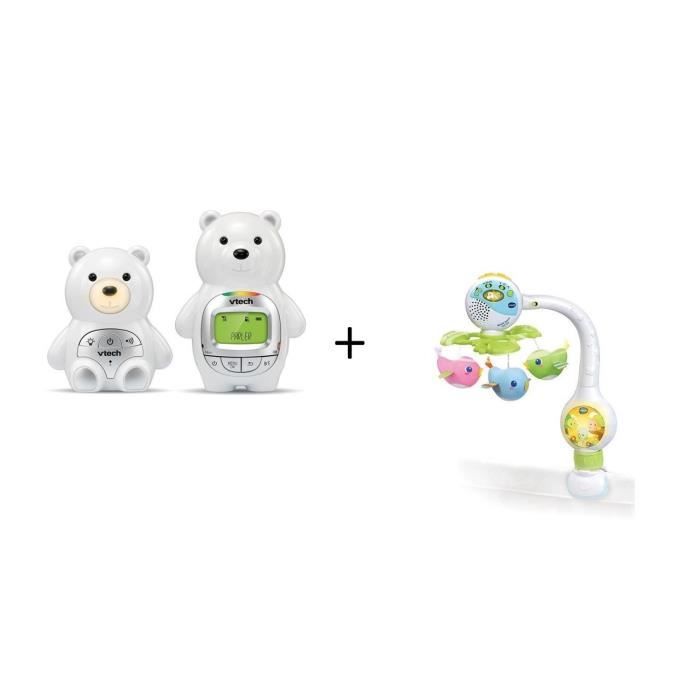 Vtech Babyphone Ourson Family BM2300B et Mobile Tourni Cui Cui