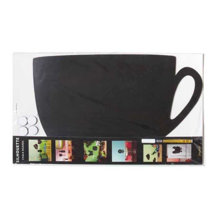 Ardoise Silhouette Tasse + feutre craie Blanc