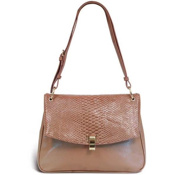 KINSTON Sac à Main Bi-Matière Camel Femme