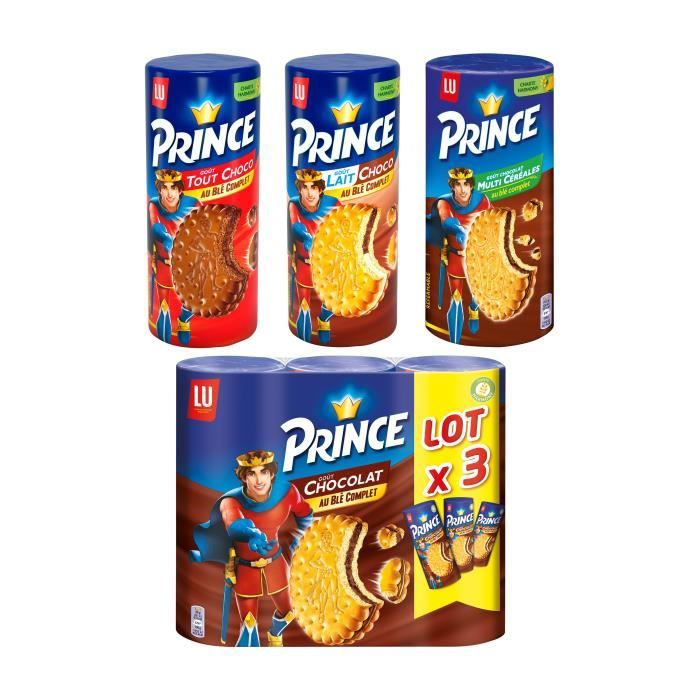 Lot de 3 paquets de biscuits Prince au blé complet goût Chocolat