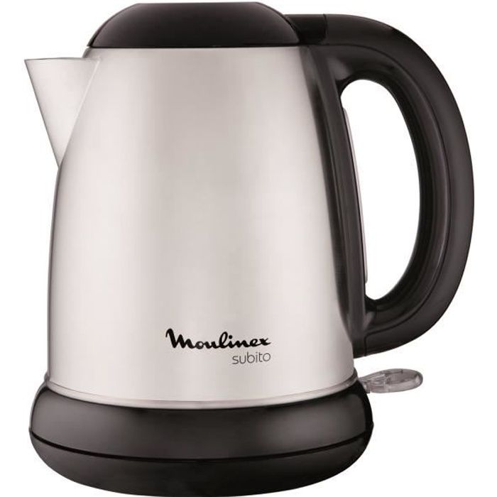 MOULINEX SUBITO Bouilloire électrique sans fil 1,7L - Résistance cachée - Niveau d'eau visible – Inox/Noir BY540D10