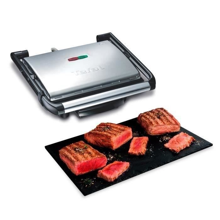 TEFAL GC241D12 Gril multifonction viande et panini, 2000 W, Presse à paninis, Rangement Vertical, Plaques antiadhésives, Compact