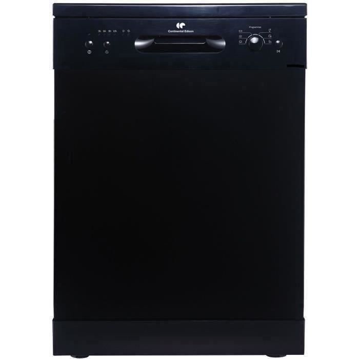 Lave-vaisselle pose libre CONTINENTAL EDISON CELV1247DDB3 - 12 couverts - Largeur 59,8 cm - 47 dB - Noir