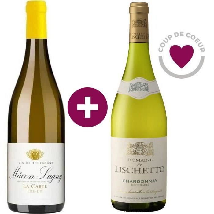Duo des Chardonnay Bourgogne & Corse - Cave de Lugny 2018 Mâcon-Lugny & Domaine de Lischetto 2020 Ile de Beauté - Blanc - 2 x 75cl