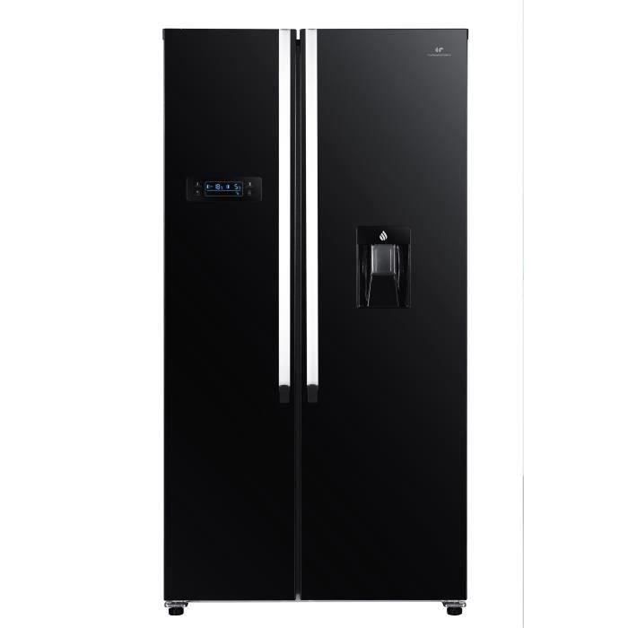 CONTINENTAL EDISON CERA518DDB Réfrigérateur américain 518 L Total No Frost distributeur d'eau L 90 cm x P 66 cm x H 177 cm Noir