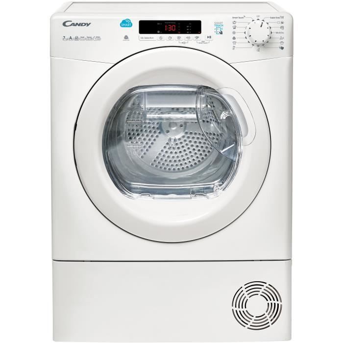 CANDY CS4 H7A1DE-S-Sèche linge frontal slim-7 kg-Pompe à chaleur-A+-Blanc