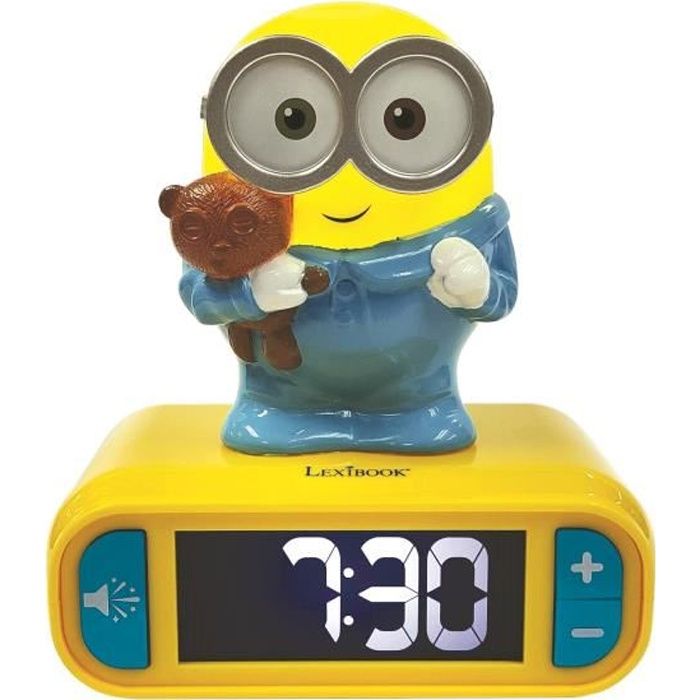 LES MINIONS Réveil avec veilleuse 3D et effets sonores - LEXIBOOK