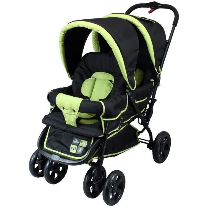 BABYWAY Poussette Double Tango II Noire Vert Anis
