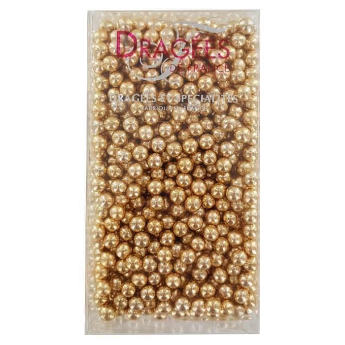 DRAGEES DE FRANCE Perles de sucre - Dorées N° 6 - 250 g