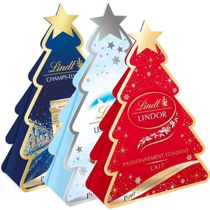 LINDT Lot de 3 Minis Sapins : Lindor Lait 37g, Pyrénéens Lait 37g et Champs-Elysées Assorti 40g