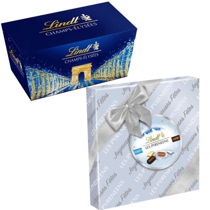 LINDT Lot de 2 boites cadeaux Champs-Elysées Assorti 219g et Pyrénéens Assorti 204g