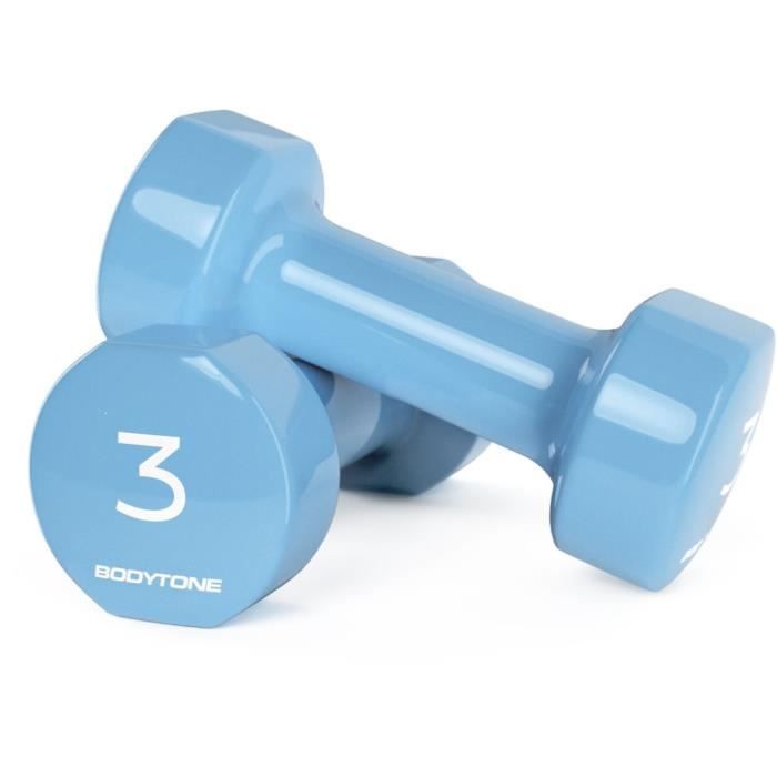 BODYTONE - DV3 - PAIRE D´HALTÈRES EN VINYL 3 KG - VERT