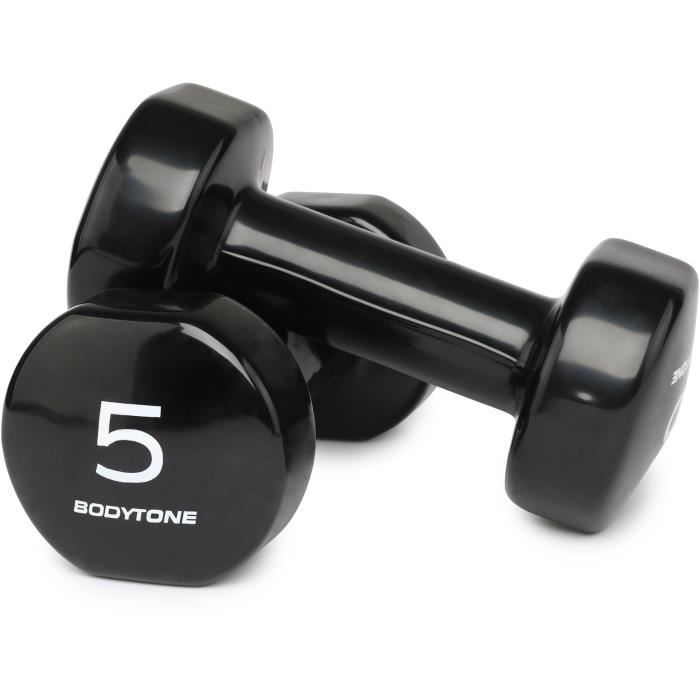 BODYTONE - DV5 - PAIRE D´HALTÈRES EN VINYL 5 KG - NOIR