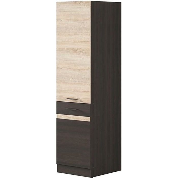JUNONA Colonne de cuisine L 50 cm - Décor chêne Sonoma et Wengé