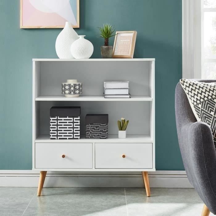 BABETTE Bibliothèque scandinave blanc - L 80 cm
