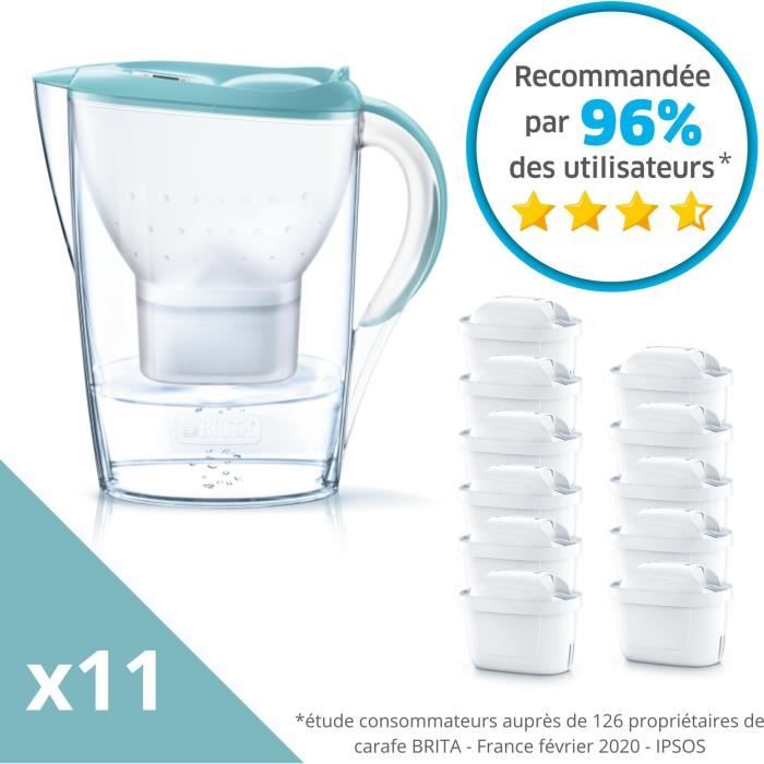 Pack BRITA Carafe filtrante Marella Bleu Pastel + 11 Cartouches de rechange Maxtra+