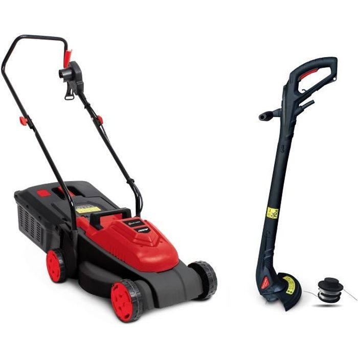 GARDEN TECHNIC Tondeuse électrique 1300W avec coupe-bordures 250W - 32cm - Noir