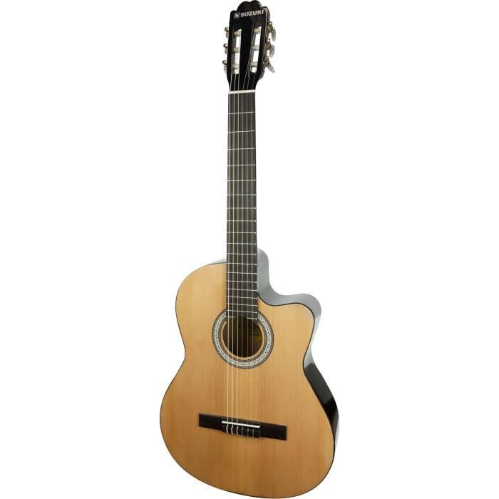 SUZUKI Guitare classique électro-acoustique couleur naturelle avec housse de protection
