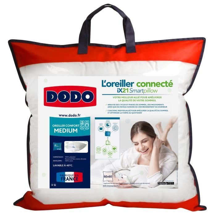 DODO Oreiller Connecté SmartPillow - 100% coton - 60x60 cm