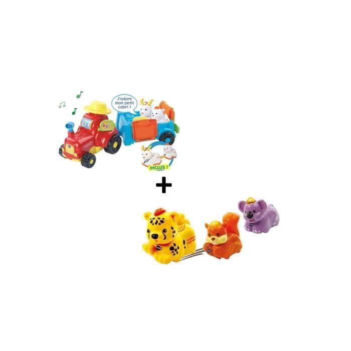 Tut Tut Animo - Mon super Tracteur à remorque et coffret Trio animaux de la Forêt