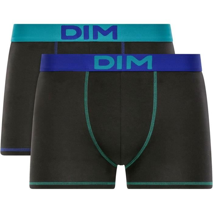 DIM Lot de 2 Boxers Mix& Colors Noir avec ceintures Bleu Homme