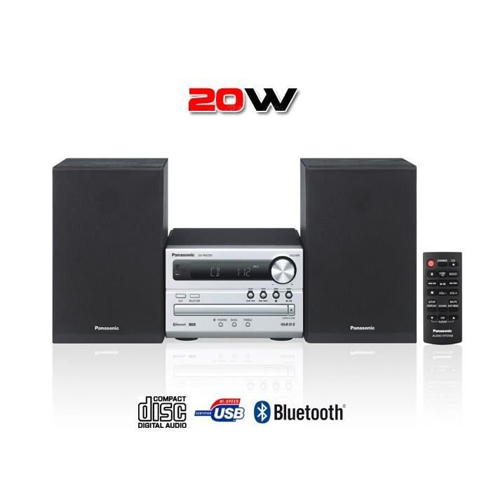 PANASONIC PM250 - Micro-chaîne connectée - 20W - Bluetooth - Port USB, Lecteur CD, Radio FM - Vintage