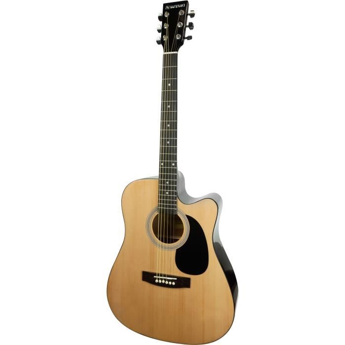 SUZUKI Guitare folk électro-acoustique avec housse de protection