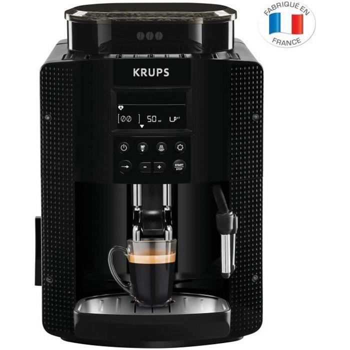 Krups Yy8135fd Essential Machine à Café, Broyeur Café Grain, Cafetière Expresso, Buse Vapeur, Cappuccino, Fabriqué En France, Noire