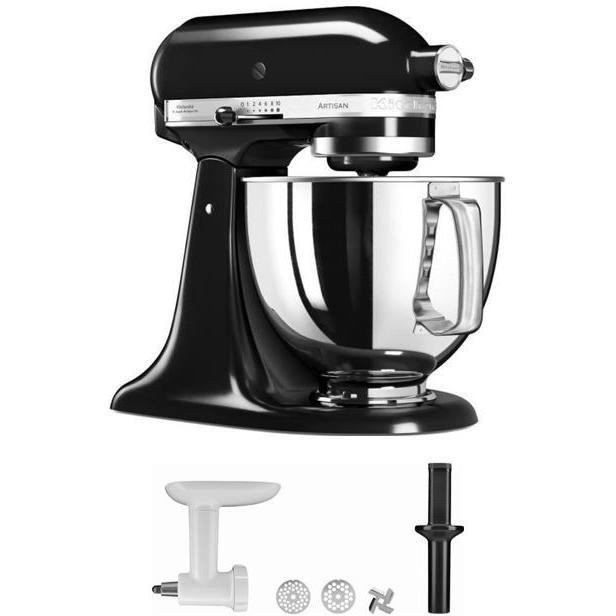 KITCHENAID - Hachoir à viande 5KSMFGA + Robot pâtissier 5KSM125EOB - Robot pâtissier Artisan Noir Onyx
