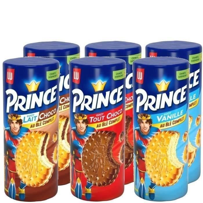 Prince LU - Assortiment 6 paquets : tout chocolat, chocolat au lait, vanille