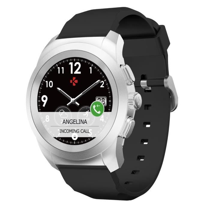 Mykronoz Montre connecté ZETIME Original Petite brosse Argent/Noir Silicone