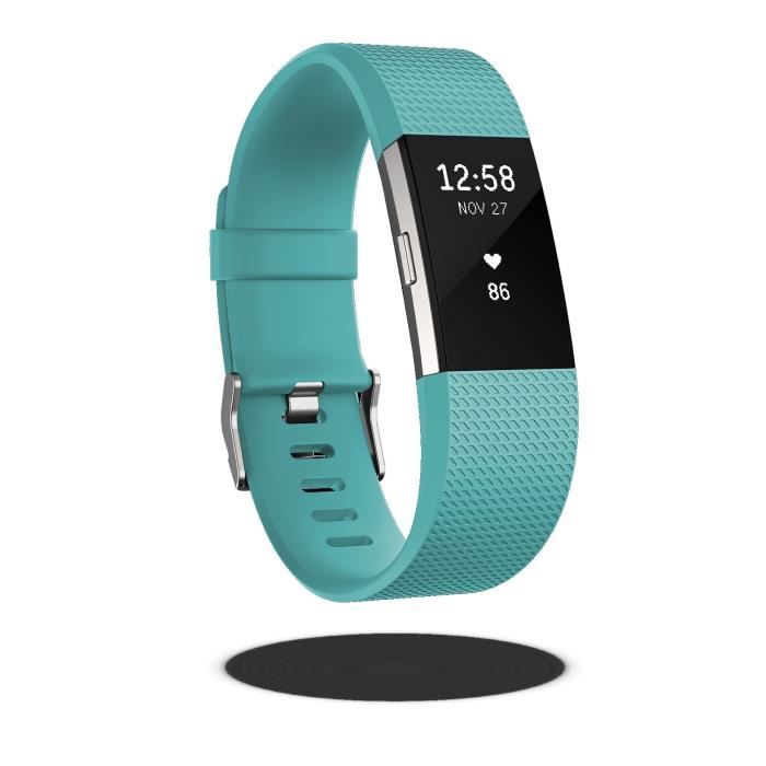 FITBIT CHARGE 2 Bracelet connecté pour l'activité et le sport - Turquoise - Taille L