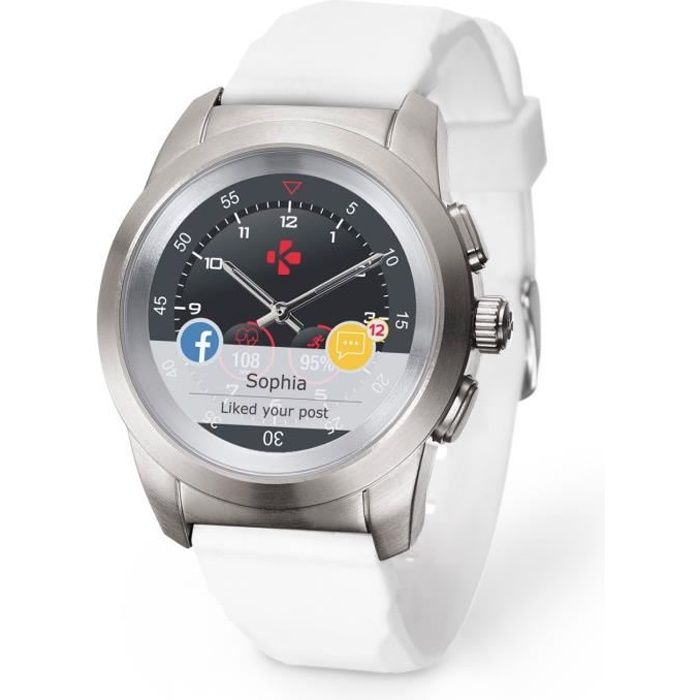 Mykronoz Montre connecté ZETIME Original petite brosse Silver/White Silicone
