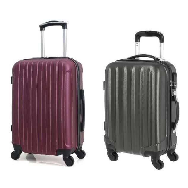 HERO Set de 2 Valises Cabine 4 Roues ABS CABINE Aubergine et Gris Foncé