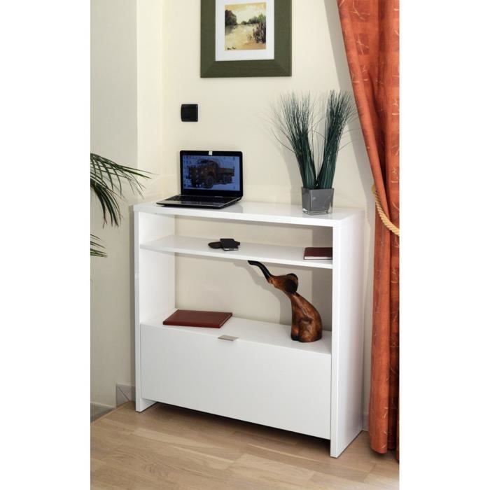 SCHOES Console style contemporain blanc brillant Brillant - L 93 cm