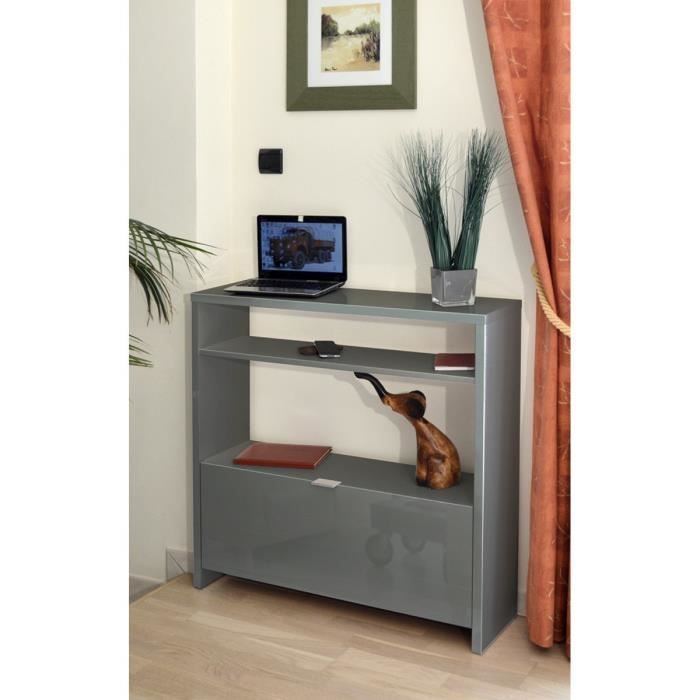 SCHOES Console style contemporain gris brillant Brillant - L 93 cm