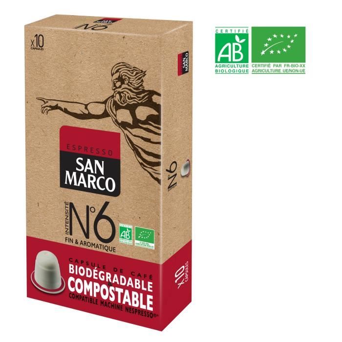 SAN MARCO Café Espresso N°6 Compatible Nespresso Bio & Compostable - 10 capsules