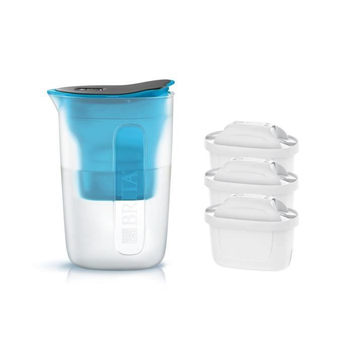 Pack BRITA Carafe filtrante FUN Bleu + 3 Cartouches de rechange