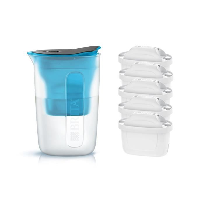 Pack BRITA Carafe filtrante FUN Bleu + 5 Cartouches de rechange