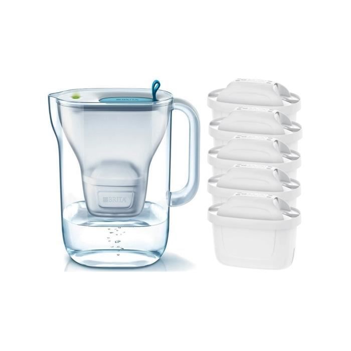 Pack BRITA Carafe filtrante STYLE Bleu + 5 Cartouches de rechange