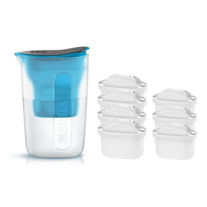 Pack BRITA Carafe filtrante FUN Bleu + 7 Cartouches de rechange