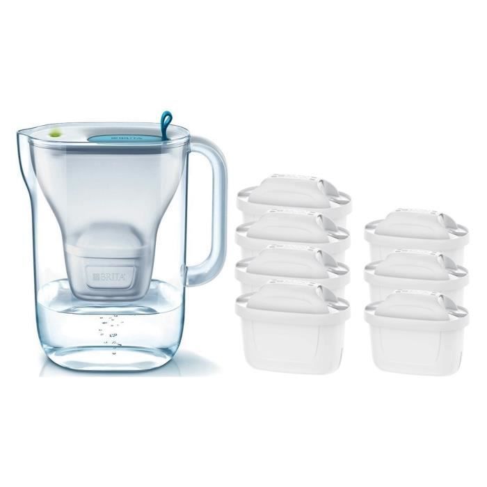 Pack BRITA Carafe filtrante STYLE Bleu + 7 Cartouches de rechange