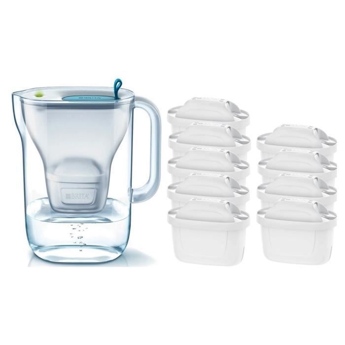Pack BRITA Carafe filtrante STYLE Bleu + 9 Cartouches de rechange