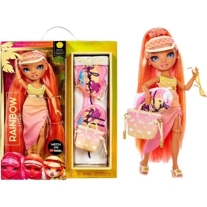 Rainbow High - Pacific Coast - Simone - Poupée Mannequin 28 cm et Accessoires - Orange