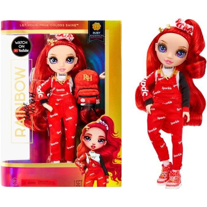 Rainbow High - Junior High - Ruby Anderson - Poupée Mannequin 23cm Rouge et Accessoires