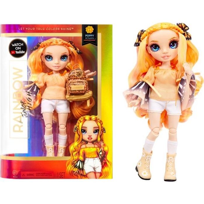 Rainbow High - Junior High - Poppy Rowan - Poupée Mannequin 23cm Orange et Accessoires