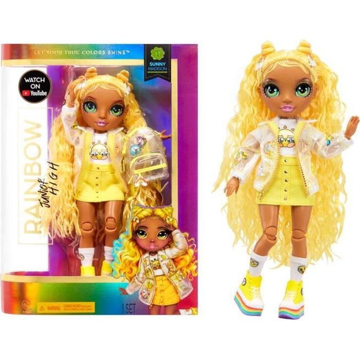 Rainbow High - Junior High - Sunny Madison - Poupée Mannequin 23cm Jaune et Accessoires